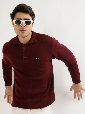 Kvetoo Men’s Polo Johnny Collar Sweater – Premium Winter Knitwear | Stylish & Comfortable Men's Pullover