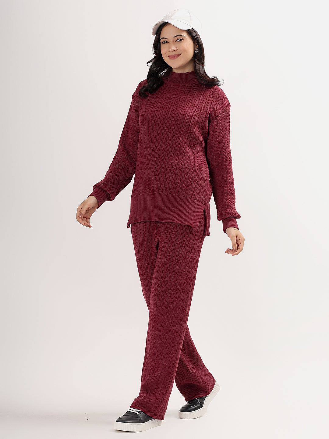 Chic Knit Lounge Set for Women by Kvetoo Winter Co-ord with Wide Leg