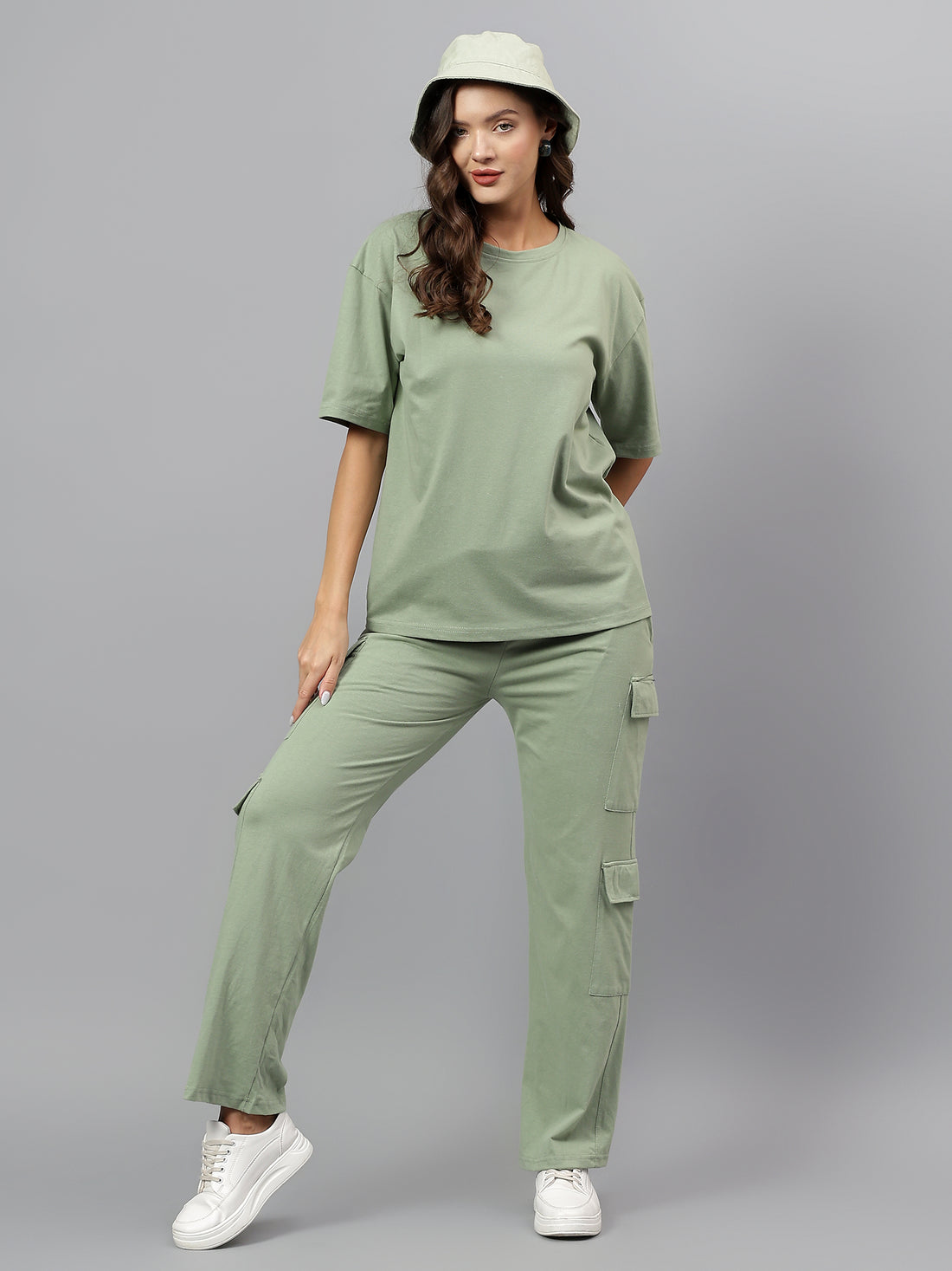 Kvetoo Women’s Co-ord Set | Oversized Round Neck T-shirt & Cargo Pants - Trendy Streetwear 2025