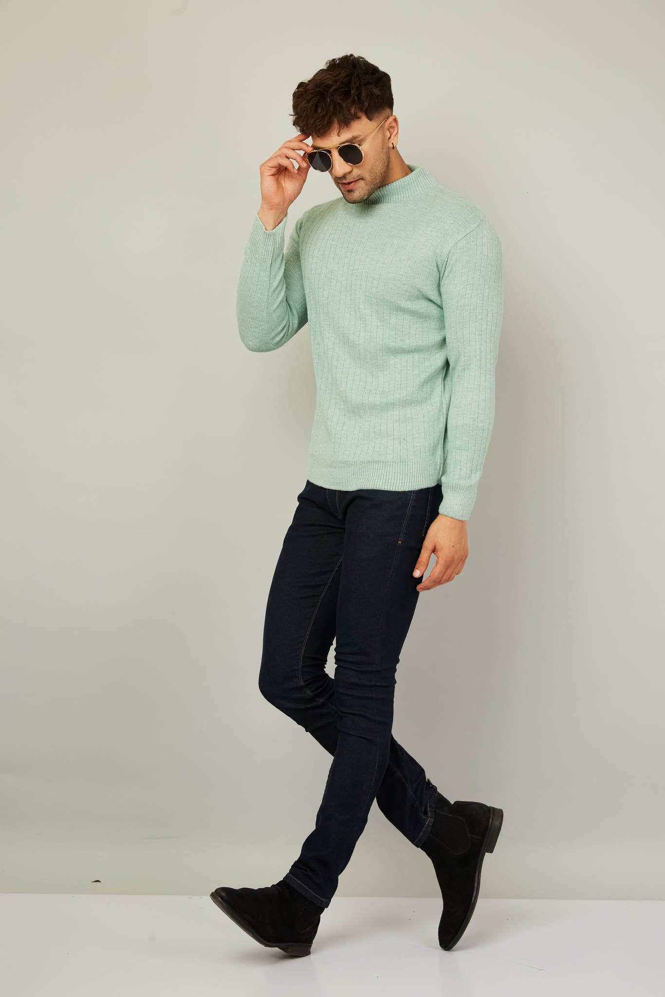MENS HIGH NECK PLAIN SWEATER - Main Image