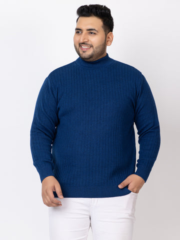 MEN HIGH NECK PLAIN PLUS SIZE SWEATER