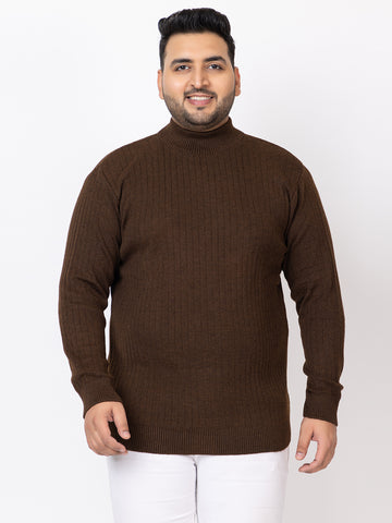 MEN HIGH NECK PLAIN PLUS SIZE SWEATER