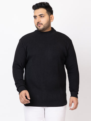 MEN HIGH NECK PLAIN PLUS SIZE SWEATER