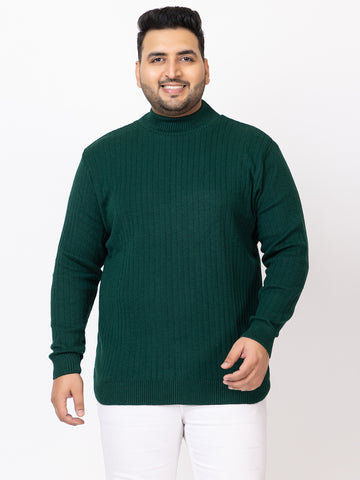 MEN HIGH NECK PLAIN PLUS SIZE SWEATER