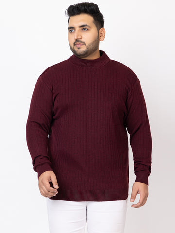 MEN HIGH NECK PLAIN PLUS SIZE SWEATER