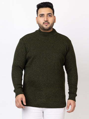 MEN HIGH NECK PLAIN PLUS SIZE SWEATER