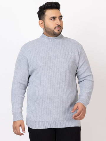 MEN HIGH NECK PLAIN PLUS SIZE SWEATER