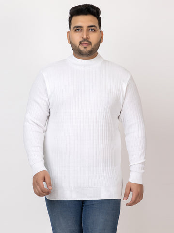 MEN HIGH NECK PLAIN PLUS SIZE SWEATER