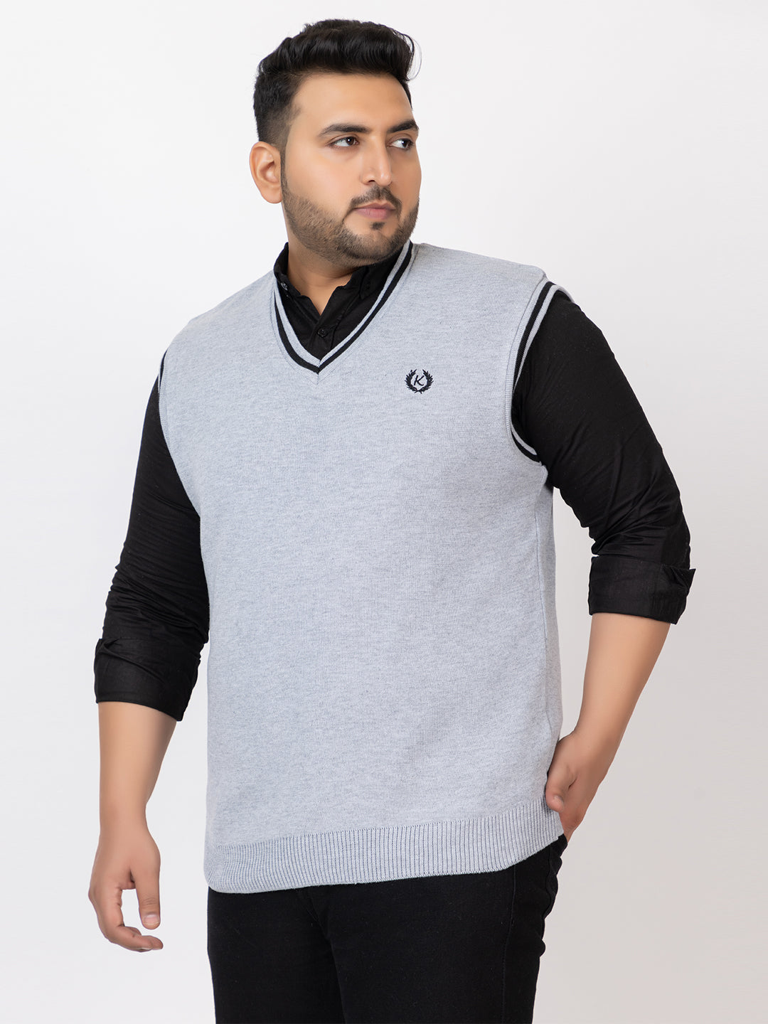 MEN V NECK SLEEVELESS DORA PLUS SIZE SWEATER