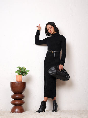 Kvetoo Women's Turtleneck Long Sweater Dress