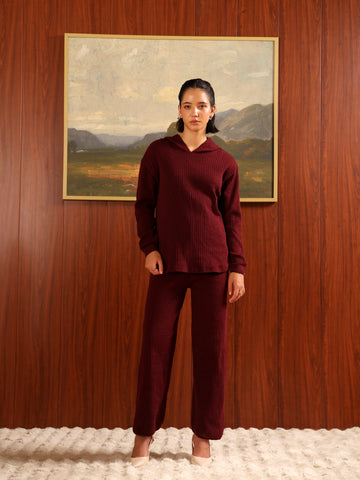 Kvetoo Women Woolen Winter Hooded Co-ord Set