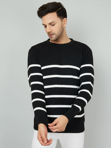 MENS ROUND NECK STRIPES SWEATER