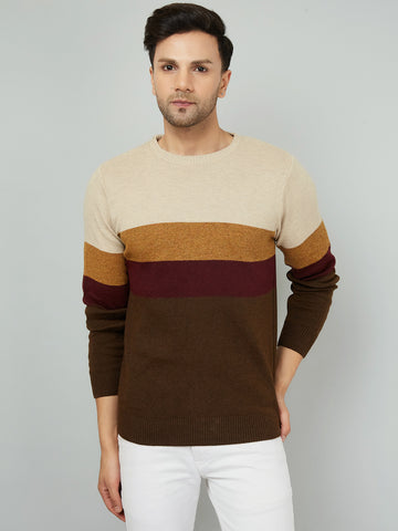 MENS ROUND NECK STRIPES SWEATER