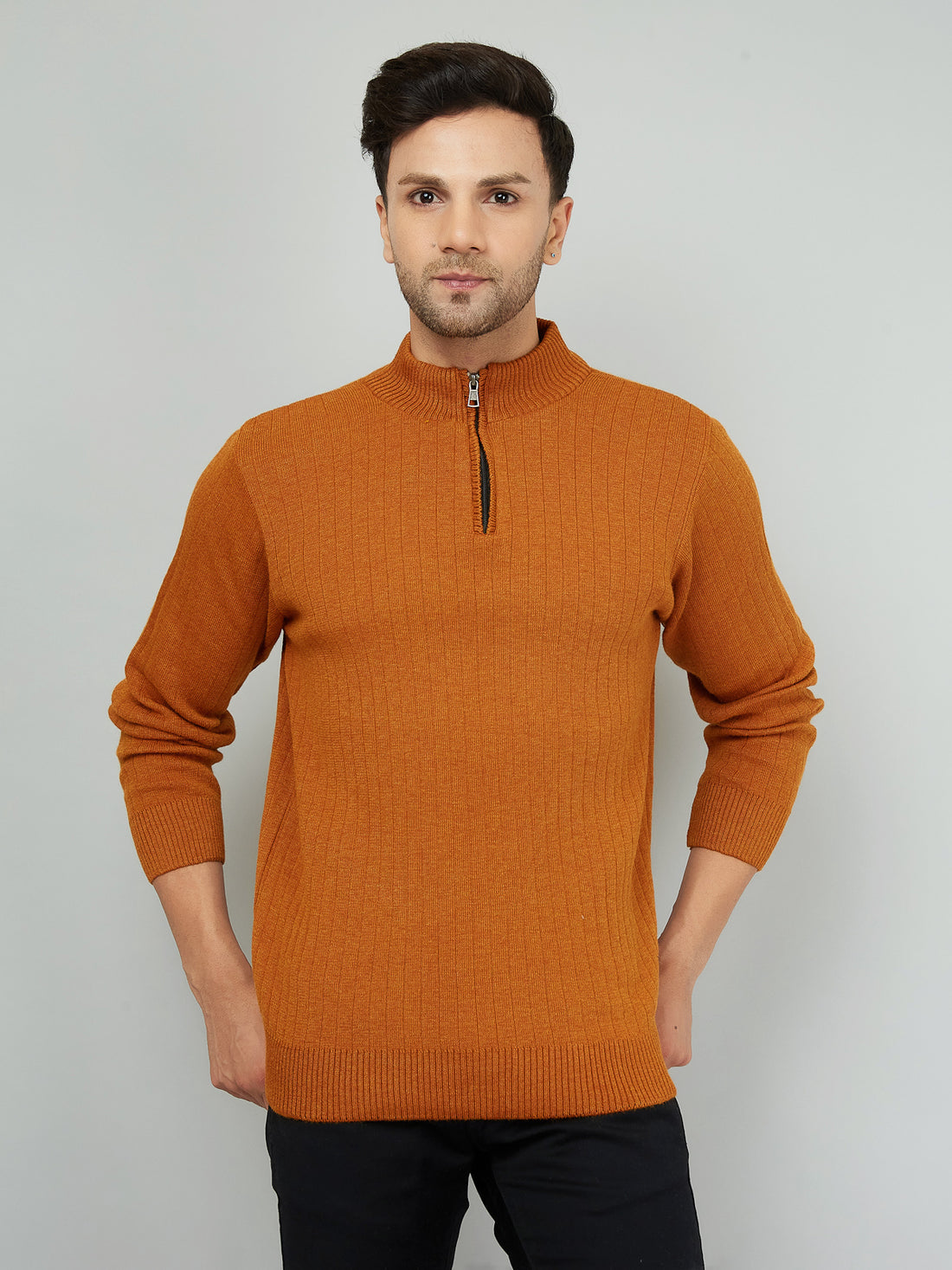 MENS HALF ZIPPER PLAIN SWEATER