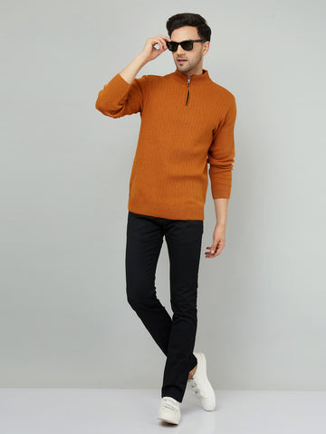 MENS HALF ZIPPER PLAIN SWEATER