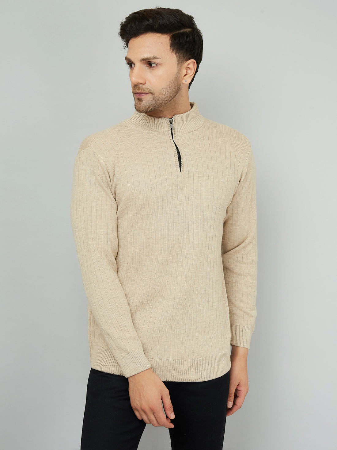 MENS HALF ZIPPER PLAIN SWEATER