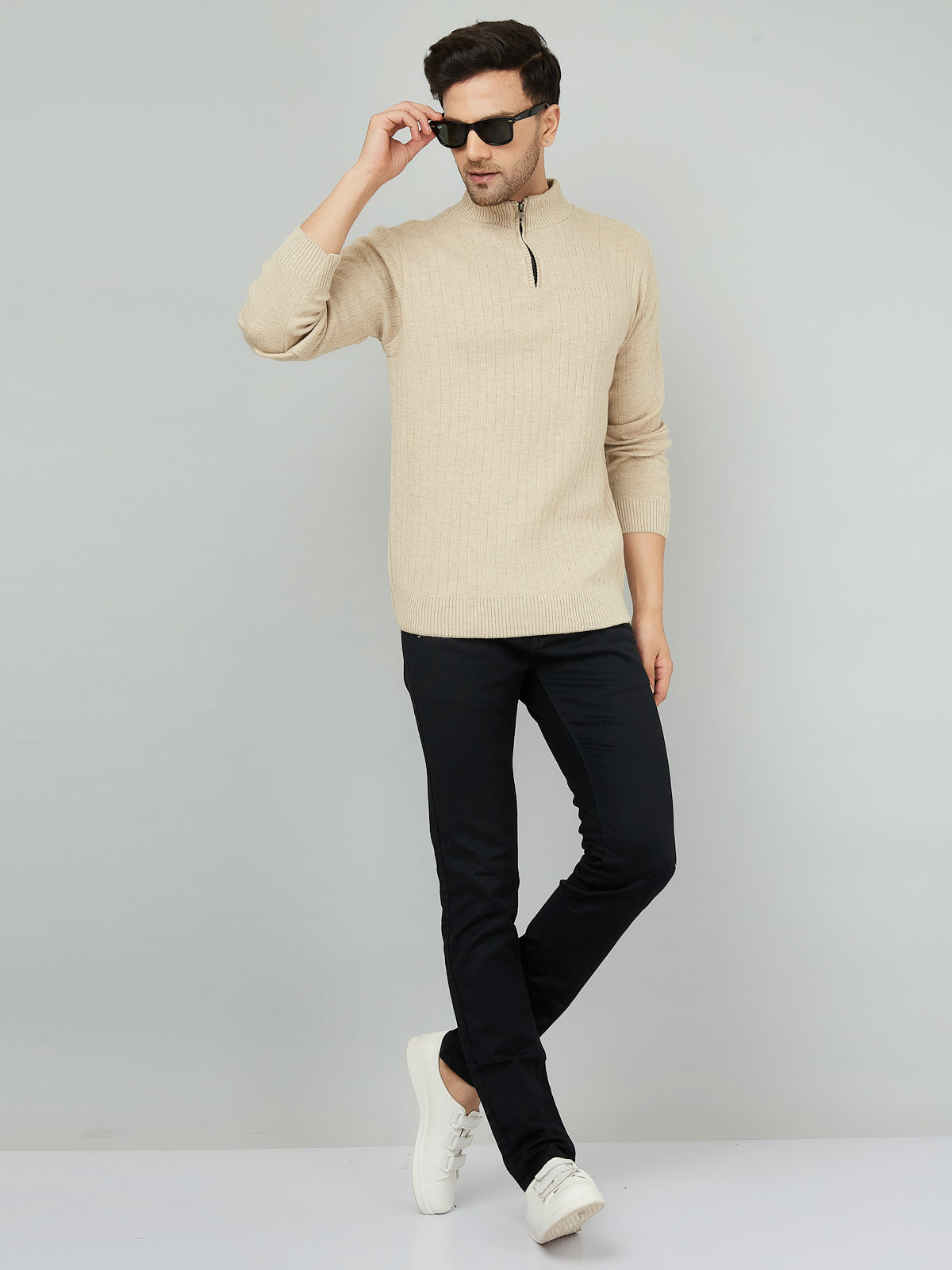 MENS HALF ZIPPER PLAIN SWEATER