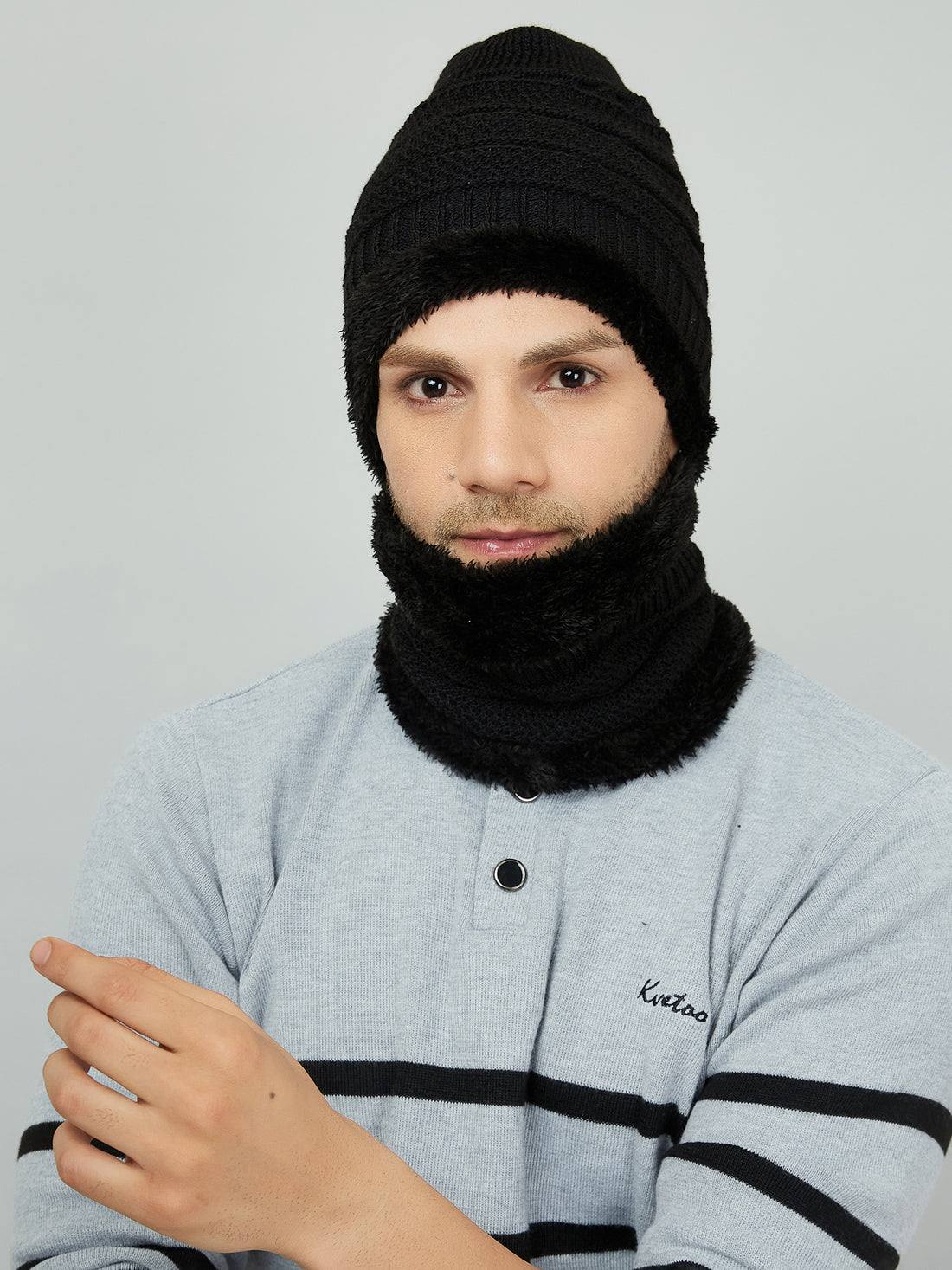 WOOLEN CAP WITH SCARF FOR MENS