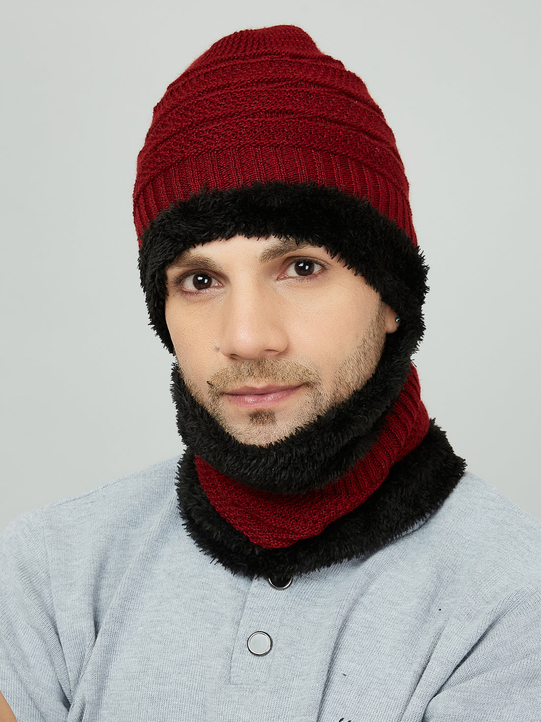 MENS WOOLEN CAP WITH SCARF