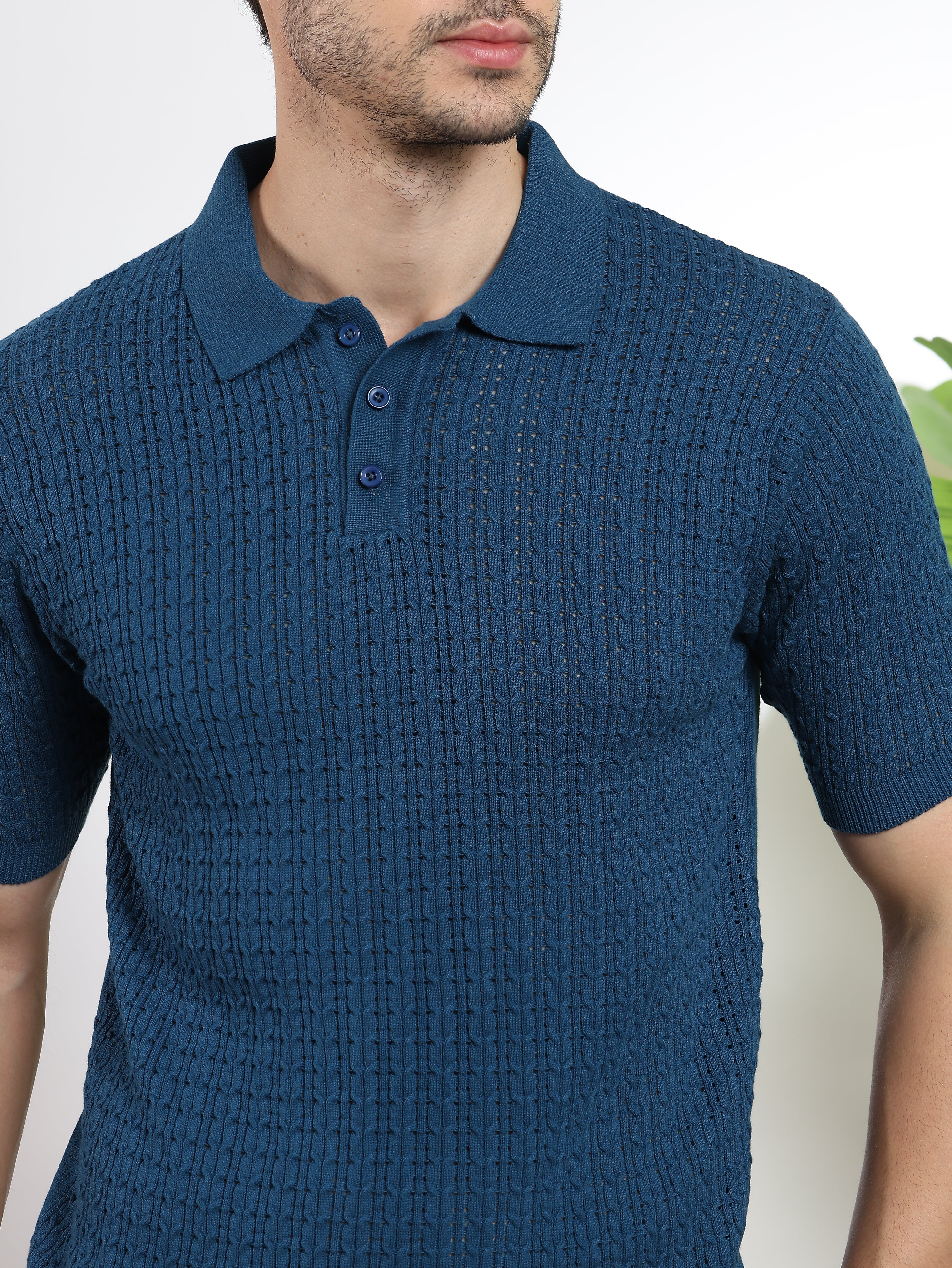 Kvetoo Men Cotton Knitted Polo T shirt For Men