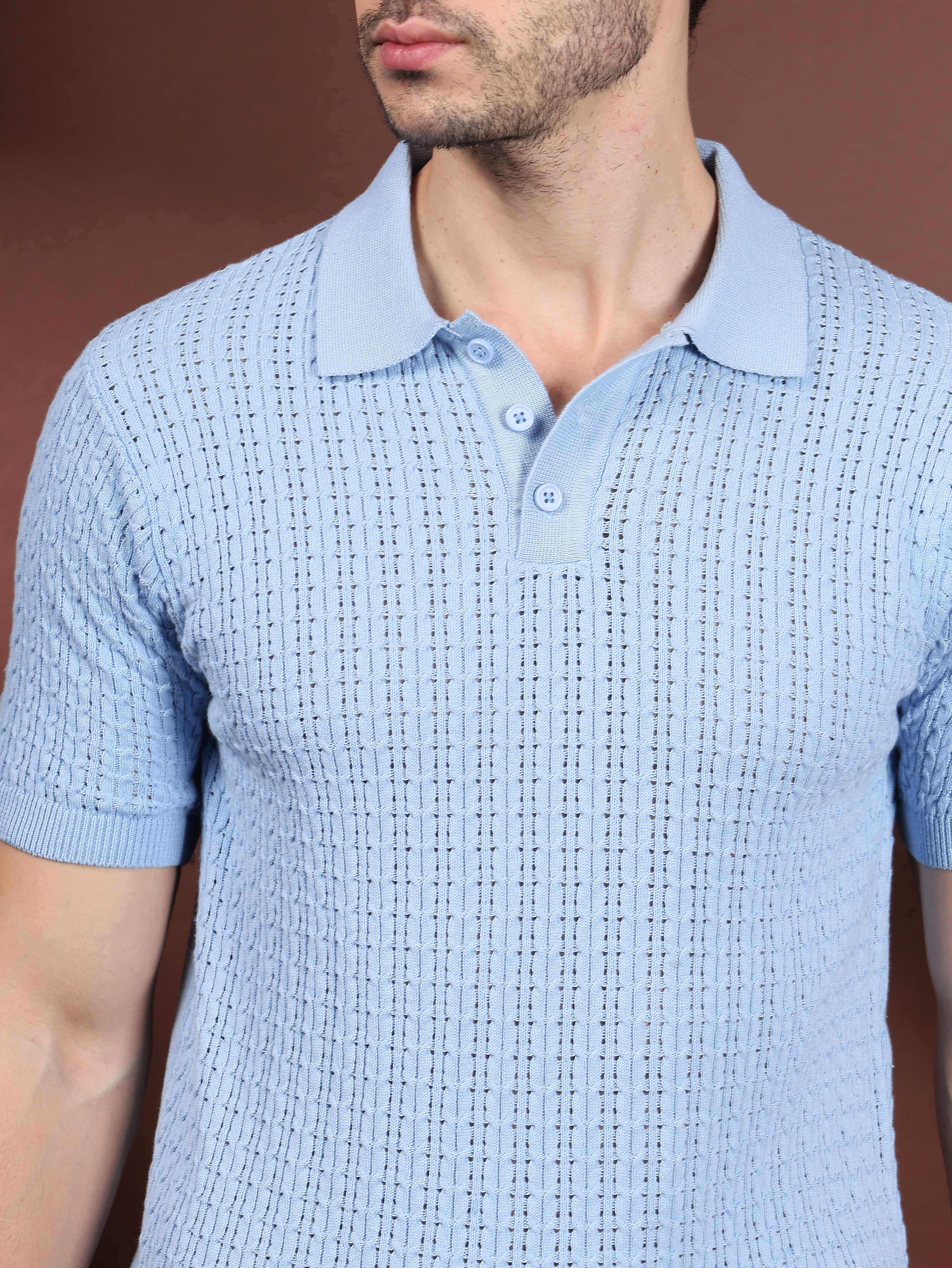Kvetoo Men Cotton Knitted Polo T shirt For Men