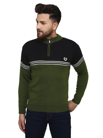 MENS HALF ZIPPER STRIPES SWEATER