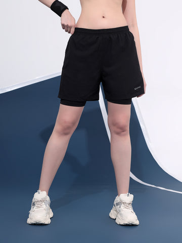 Kvetoo Women’s Double-Layer Activewear Shorts | Built-In Liner & Breathable Performance