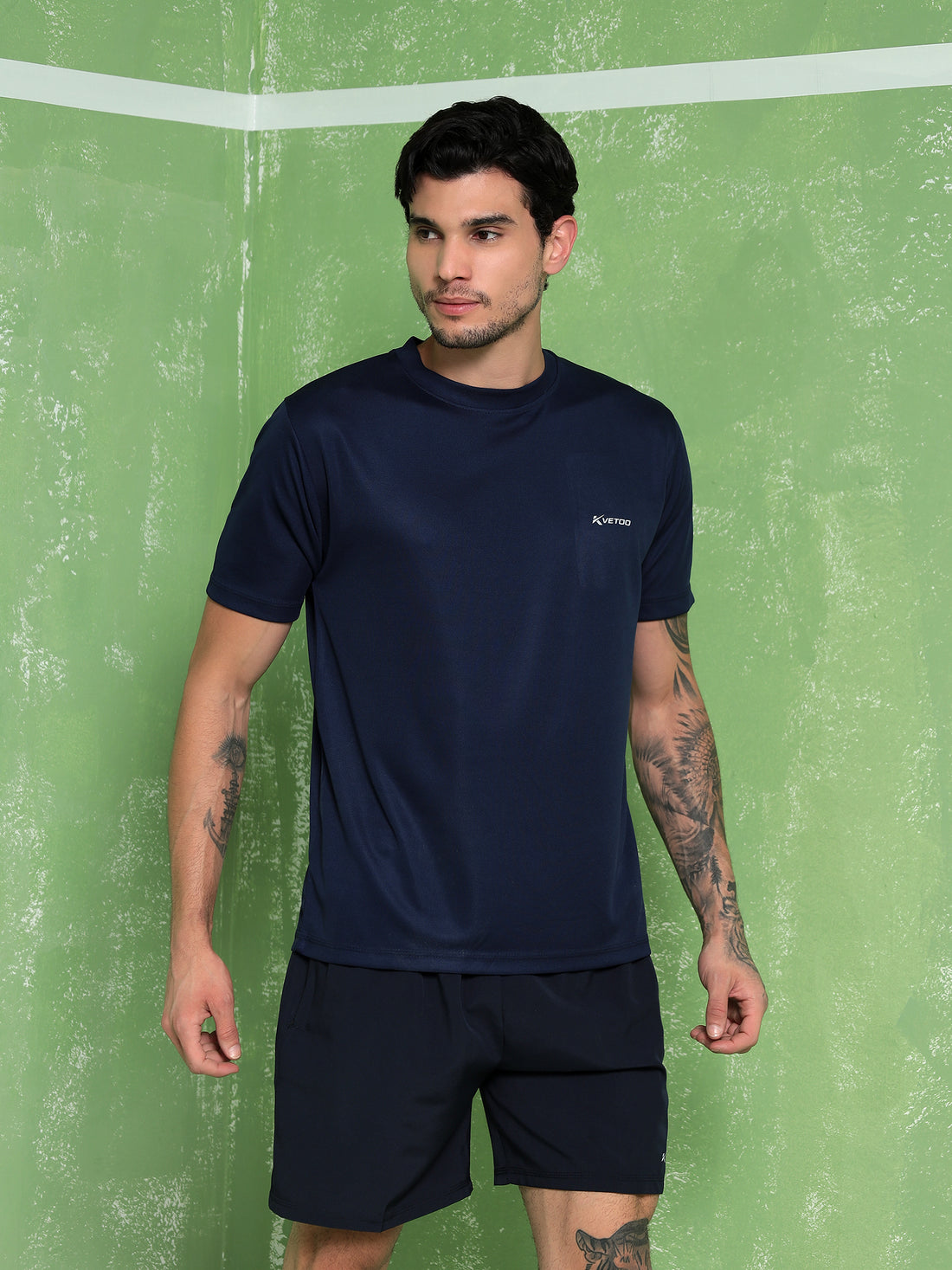 Kvetoo Men’s  Printed Round Neck Activewear T-Shirt