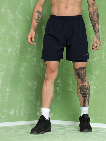 Men's Navy Double Layer Shorts