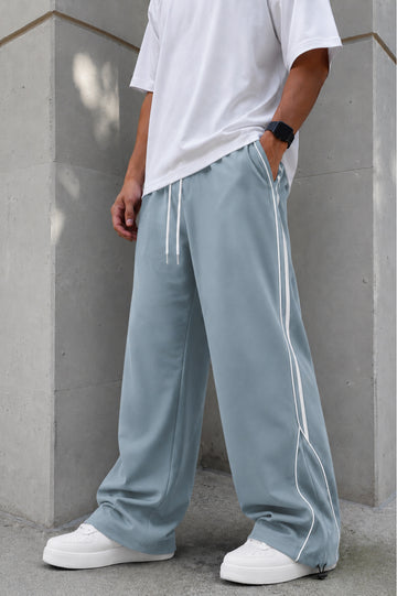 Kvetoo Men's Sky Blue Baggy Trackpants Relaxed Fit Gym Wear Running Lower