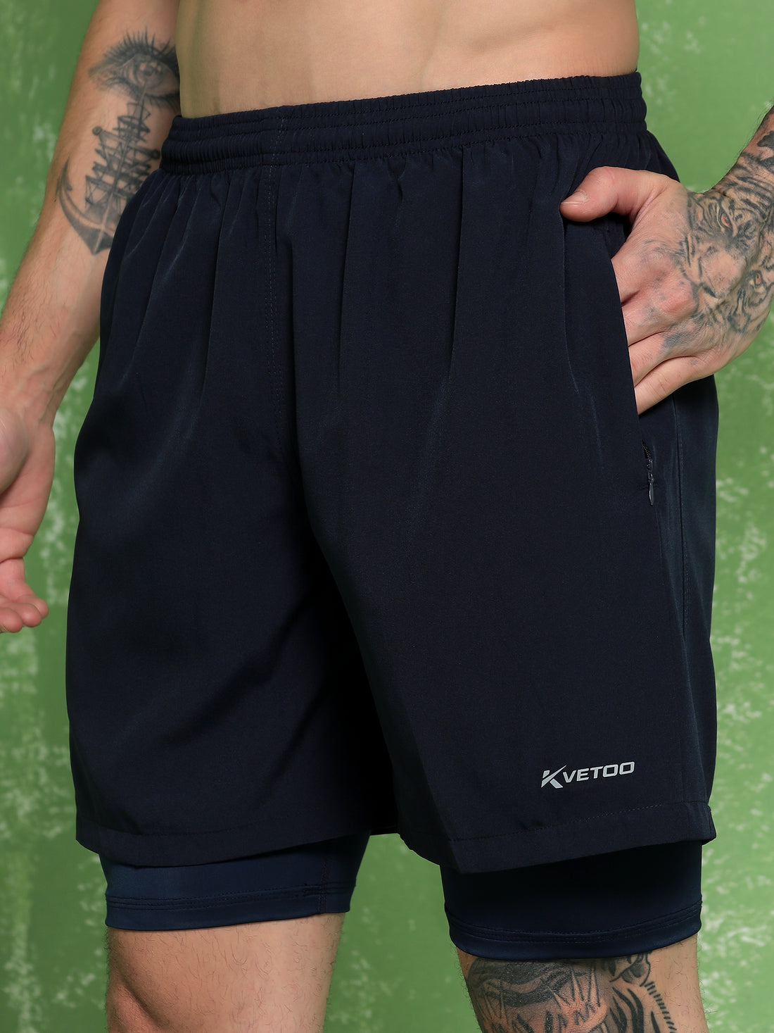 Kvetoo Men’s Pro-Performance Double Layer Activewear Shorts