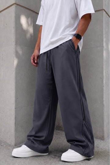 Kvetoo Men's Grey Baggy Trackpants Relaxed Fit Gym Wear Running Lower