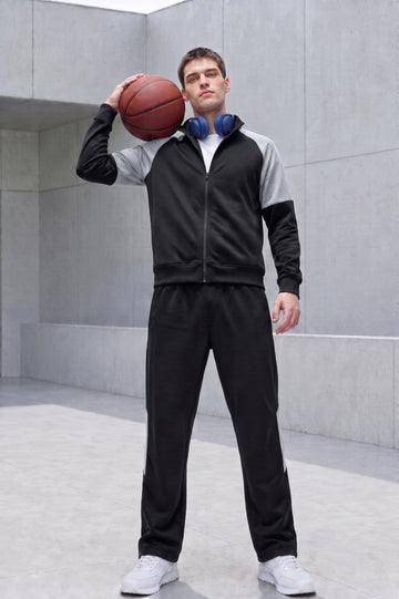 Kvetoo Men's Black Performance Sportswear Quick Dry Tracksuit For Mens