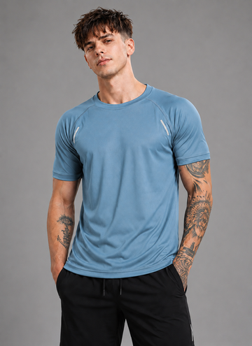 Men's Teal Round Neck Printed T shirt