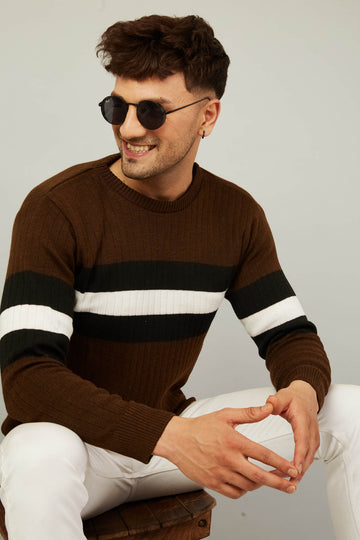 MENS ROUND NECK STRIPES SWEATER