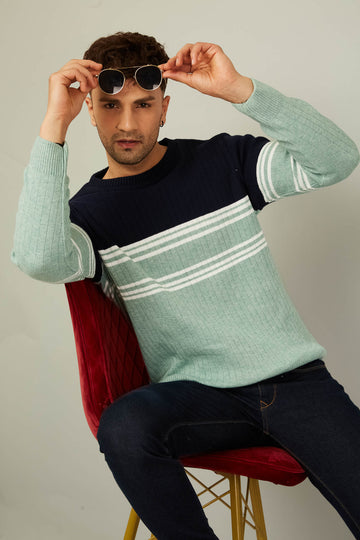 MENS ROUND NECK STRIPES SWEATER