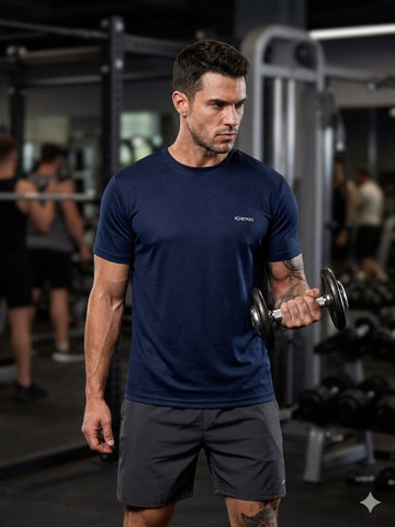 Kvetoo Men’s  Printed Round Neck Activewear T-Shirt