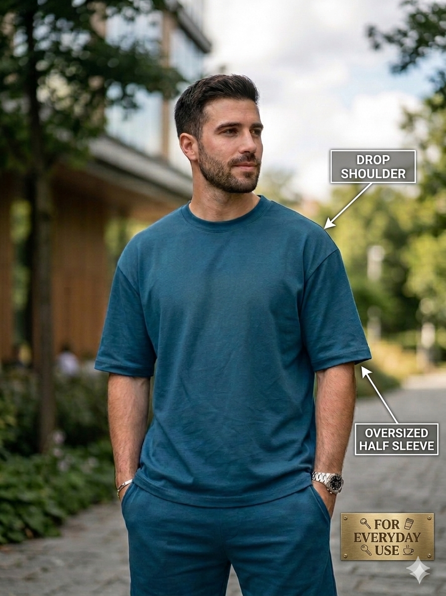 Kvetoo Men's Round Neck T-Shirt | Cotton Blend Regular Fit Tee | Premium Heavyweight Casual Wear for Men | Combo Pack of 4 Tees