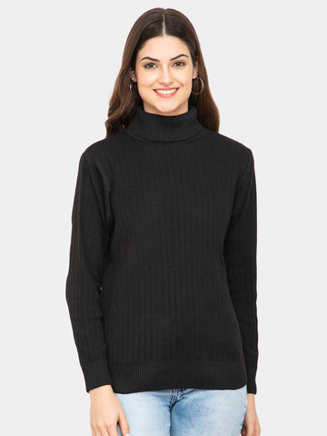 WOMEN HIGH NECK PLAIN SWEATER