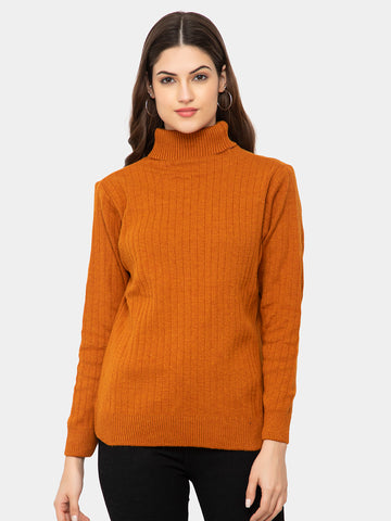 WOMEN HIGH NECK PLAIN SWEATER