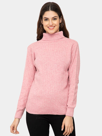 WOMEN HIGH NECK PLAIN SWEATER