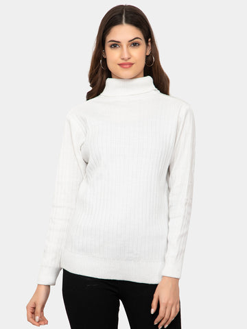 WOMEN HIGH NECK PLAIN SWEATER