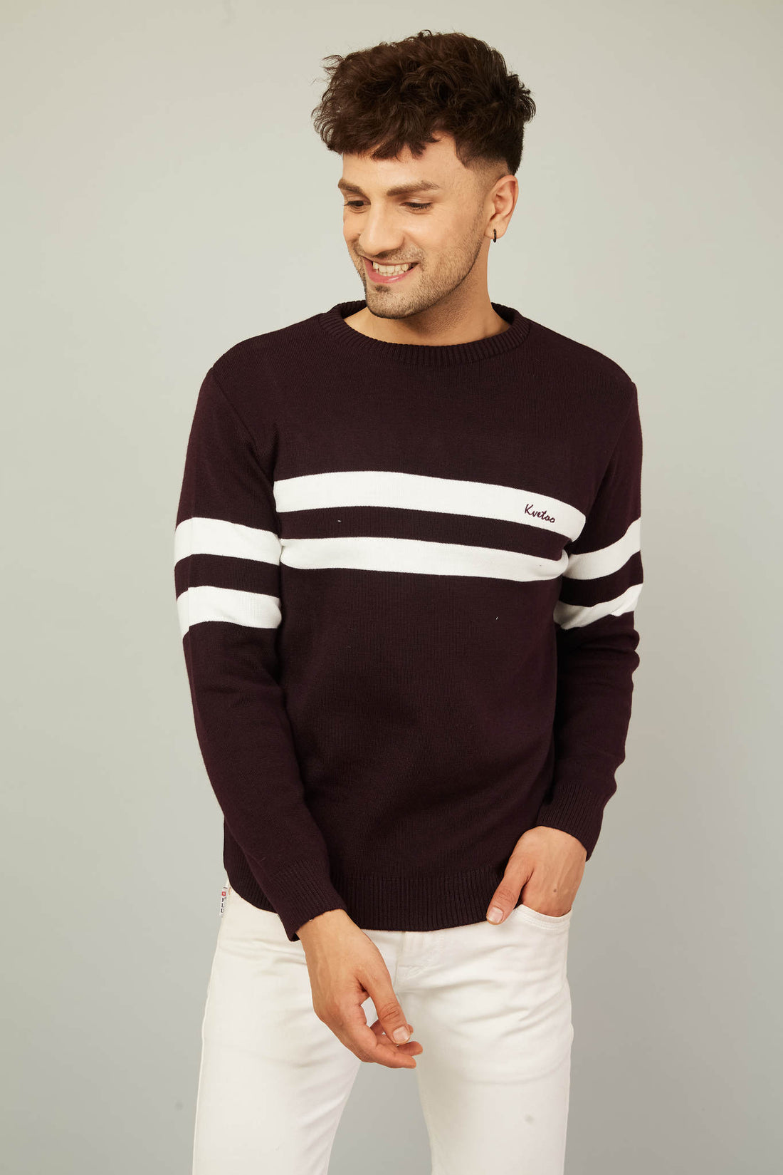 MENS ROUND NECK STRIPES SWEATER