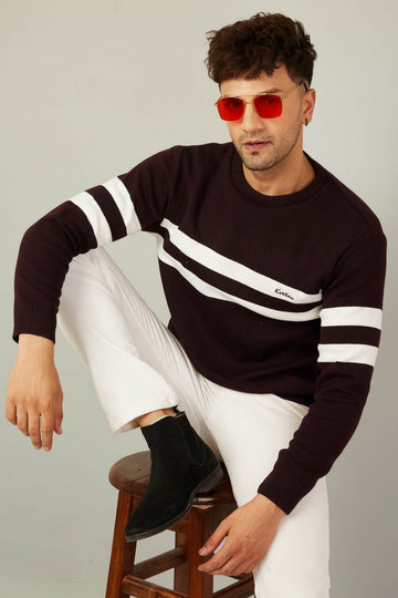 MENS ROUND NECK STRIPES SWEATER