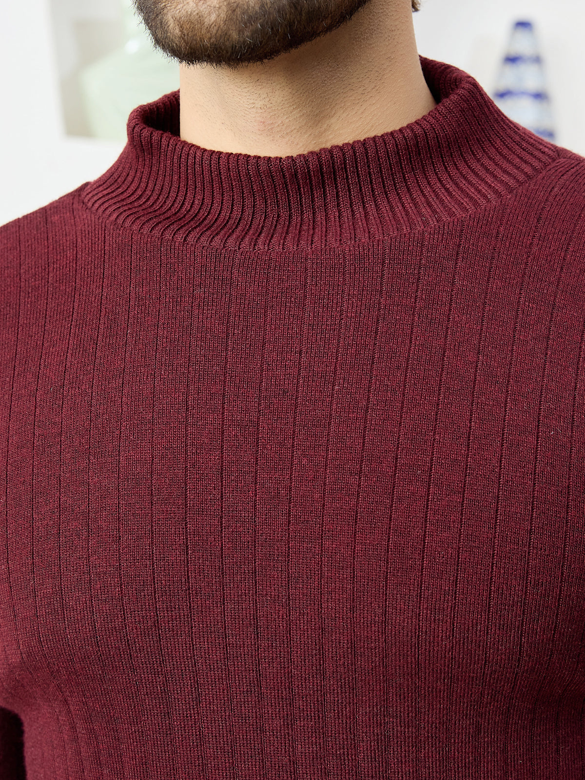 MENS HIGH NECK PLAIN SWEATER