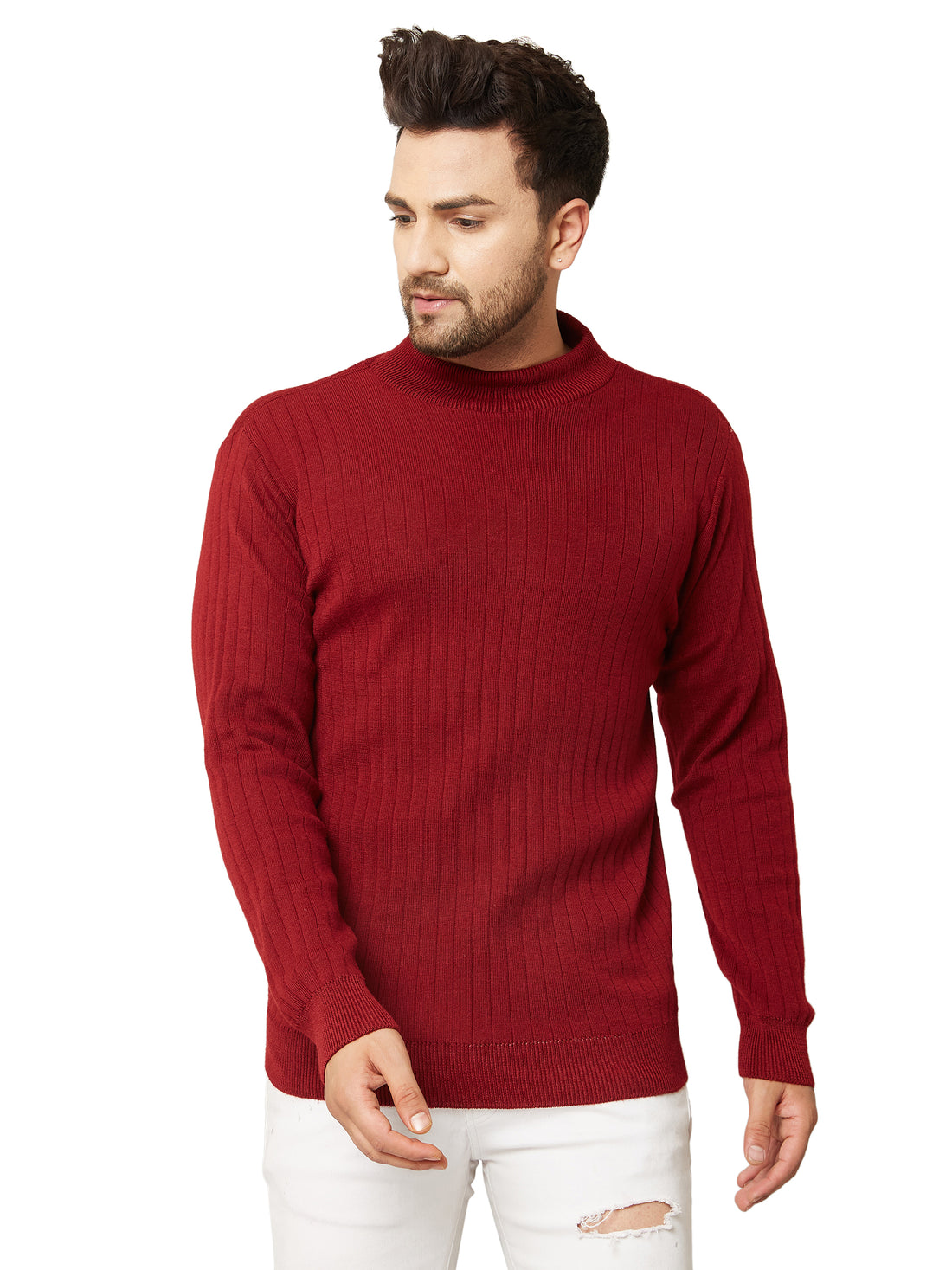 MENS HIGH NECK PLAIN SWEATER