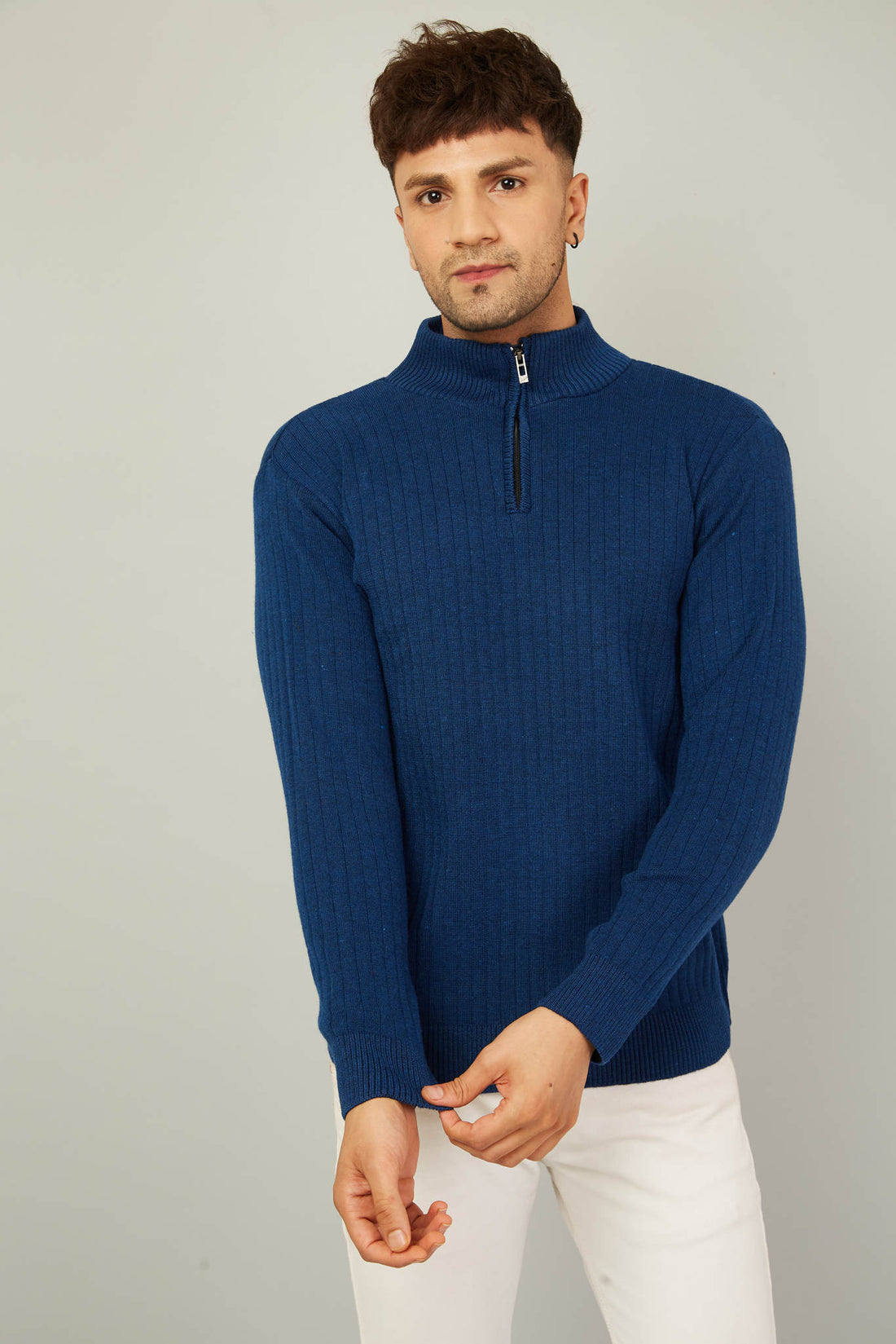 MENS HALF ZIPPER PLAIN SWEATER