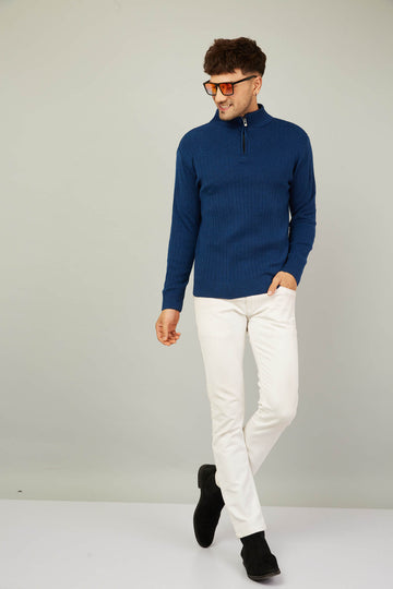 MENS HALF ZIPPER PLAIN SWEATER