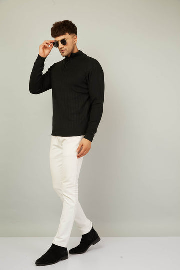 MENS HALF ZIPPER PLAIN SWEATER