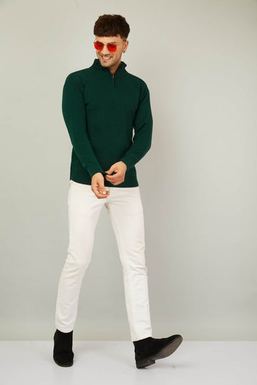 MENS HALF ZIPPER PLAIN SWEATER